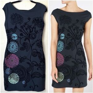 Desigual Velvet Floral Design Dress Crhystel Artsy Textured